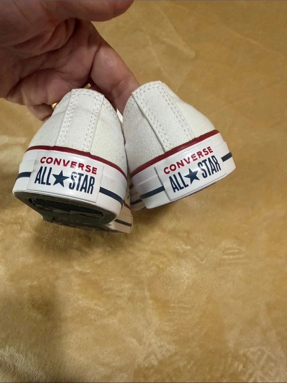 Converse women White Low-Top Canvas Sneakers with Red Stripe Accent bought it St